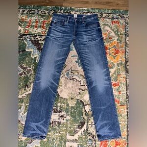 KATO Hiroshi Kato Jeans Mens 33x34 Blue Pen Slim Fit Low Rise Zip Fly Mint